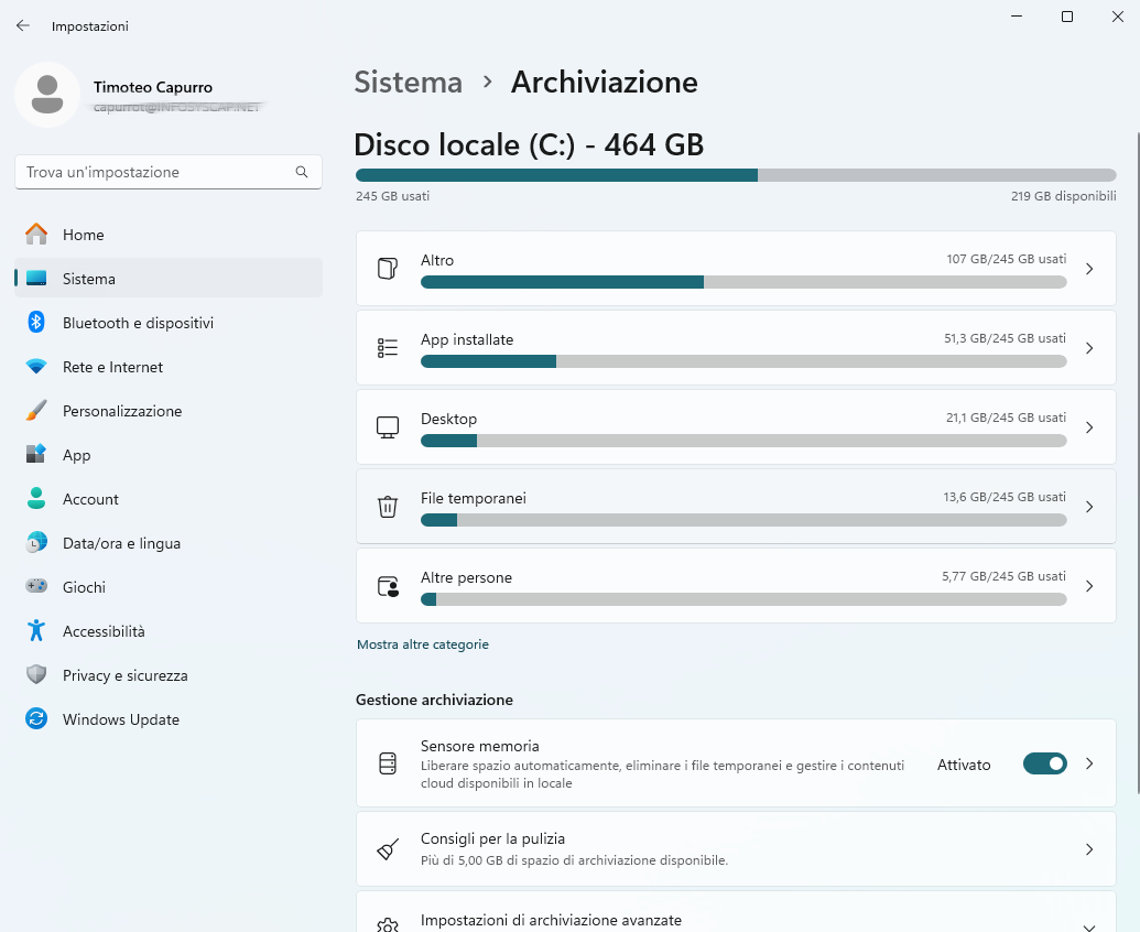Sistema archiviazione su Windows