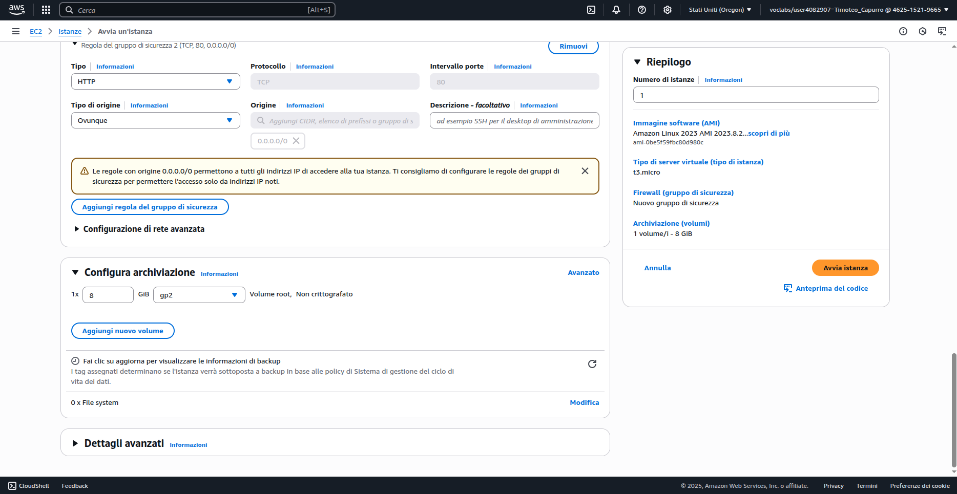 Configurazione storage EC2