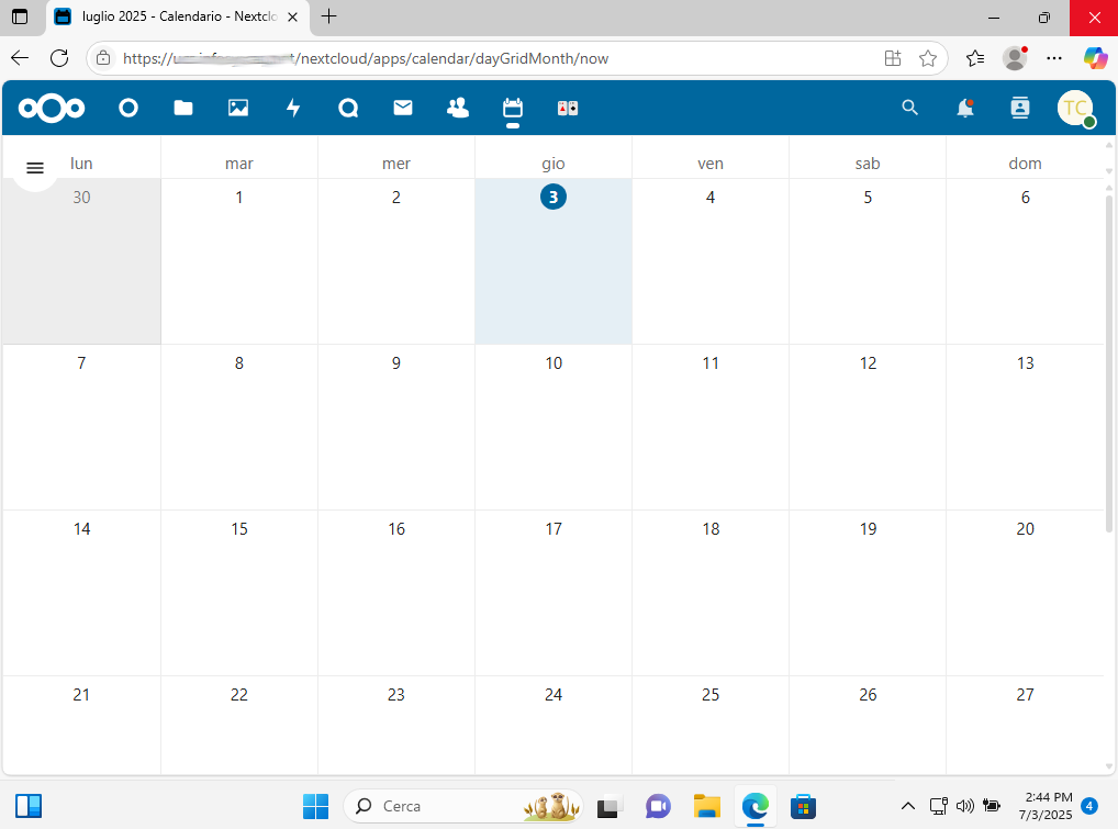 Funzionalità aggiuntive Nextcloud