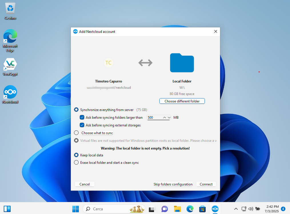Client di sincronizzazione Nextcloud