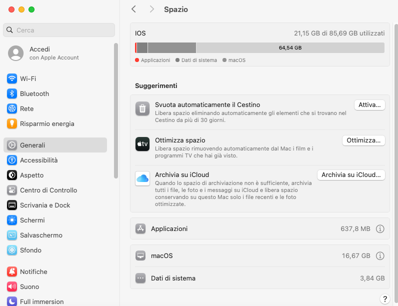 Gestione archiviazione su macOS
