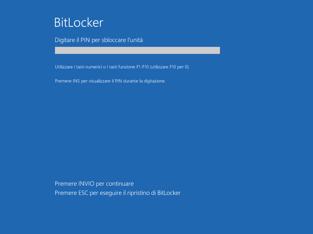 Richiesta del PIN BitLocker all'avvio