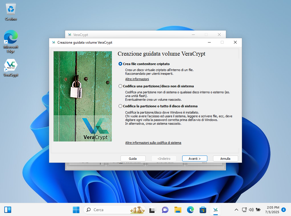 Creazione volume VeraCrypt